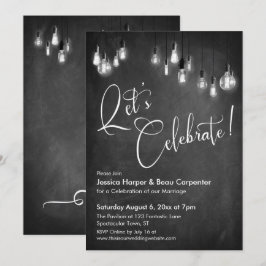 Invitación Celebremos Luces Edison Pizarra Recepción