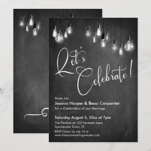 Invitación Celebremos Luces Edison Pizarra Recepción