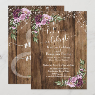 Invitación Celebremos Luces Florales Rústicas en la Recepción