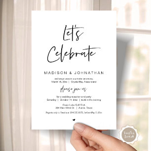Invitación Celebremos, Negro, Fiesta de Boda a Escondidas