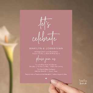 Invitación Celebremos, Recepción de Boda Minimalista Moderna