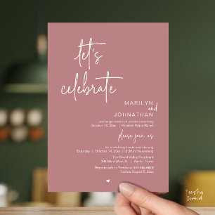 Invitación Celebremos, Recepción de Boda Minimalista Moderna