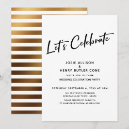 Invitación Celebremos Recepción de Boda + Raya Dorada