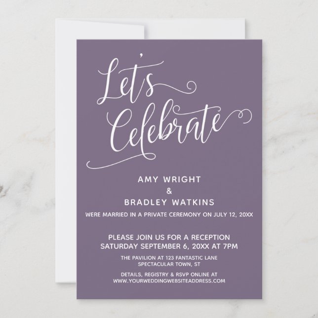 Invitación Celebremos Recepción Únicamente de Elegante Uva (Anverso)