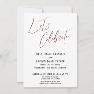 Invitación Celebremos Rosa Dorado Fiesta de Boda Elegante