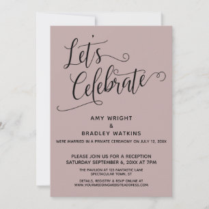 Invitación Celebremos Rosa Polvo Elegante Solo Recepción