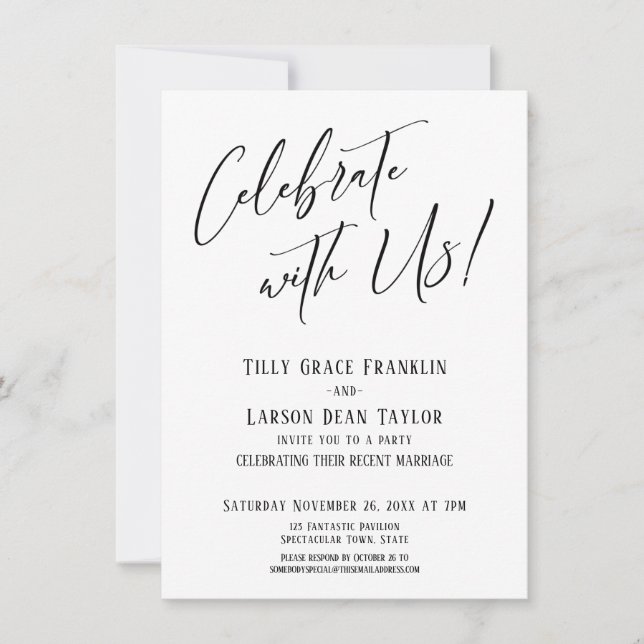 Invitación ¡Celebren con nosotros! Fiesta elegante y moderno  (Anverso)