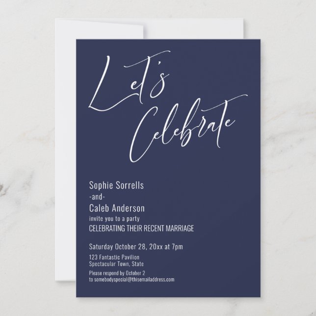 Invitación ¡Celebren con nosotros! Partido de la Boda Azul de (Anverso)