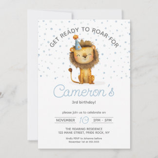 Invitación ¡Celebren con un rugido! Cumpleaños del león del n