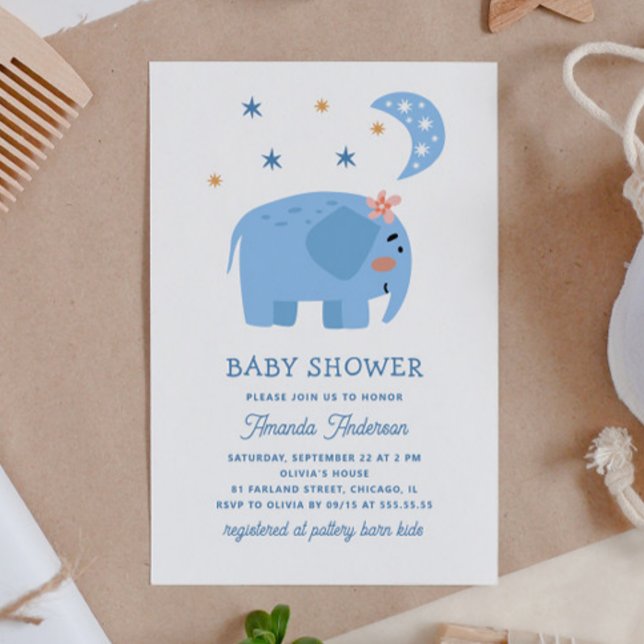 Invitación Célebres estrellas de la luna y el elefante azul.  (Subido por el creador)