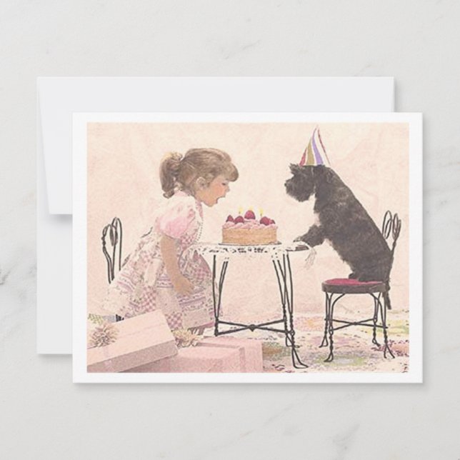 Invitación Celelbración de niñita y perro (Anverso)