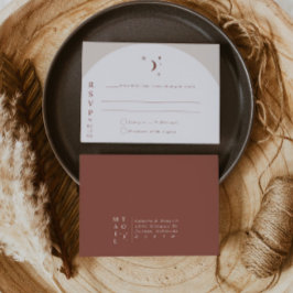 Invitación CELESTE Boho Moon & Stars Terracotta RSVP