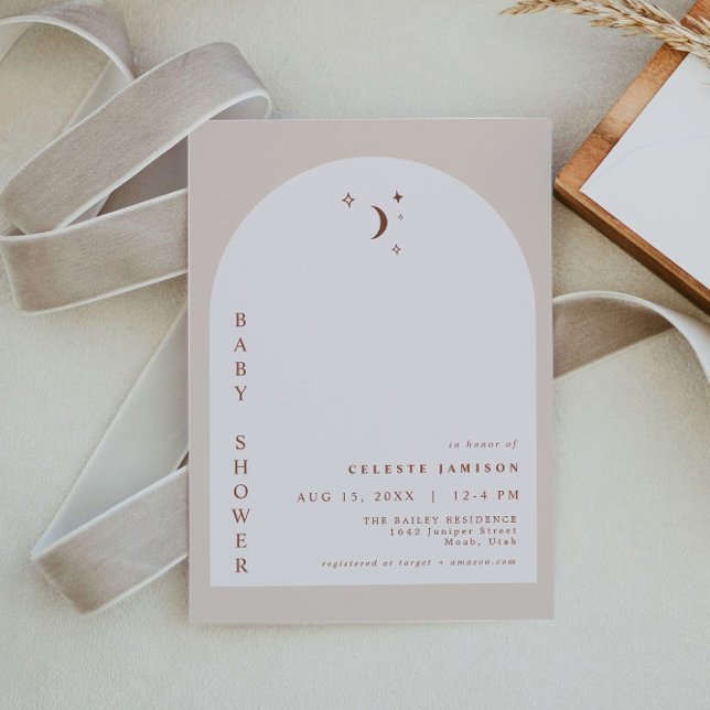 Invitación CELESTE Boho Terracotta Moon Arch Baby Shower (Subido por el creador)
