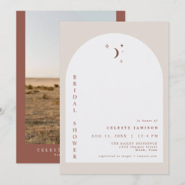 Invitación CELESTE Boho Terracotta Moon Arch Bridal Shower