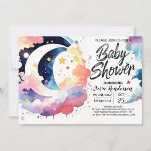 Invitación Celestial Baby Shower Moonlight