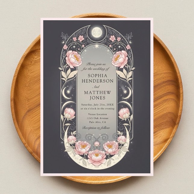 Invitación Celestial Blush Blossom Art Nouveau Wedding (Subido por el creador)