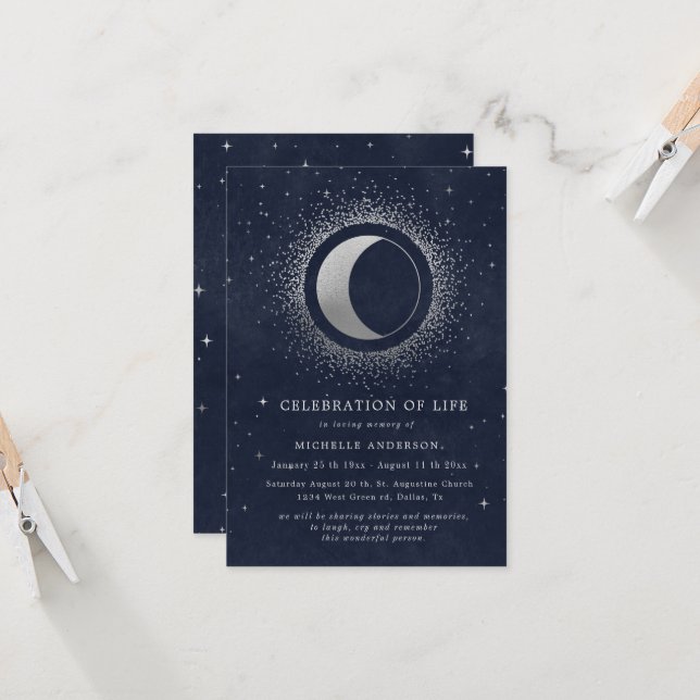 Invitación Celestial celebración de la vida de las estrellas  (Anverso/Reverso In Situ)