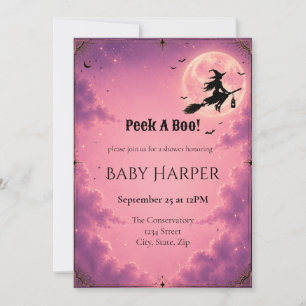 Invitación celestial de Halloween para baby shower