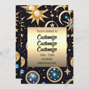 Invitación Celestial De Luna Y Estrellas