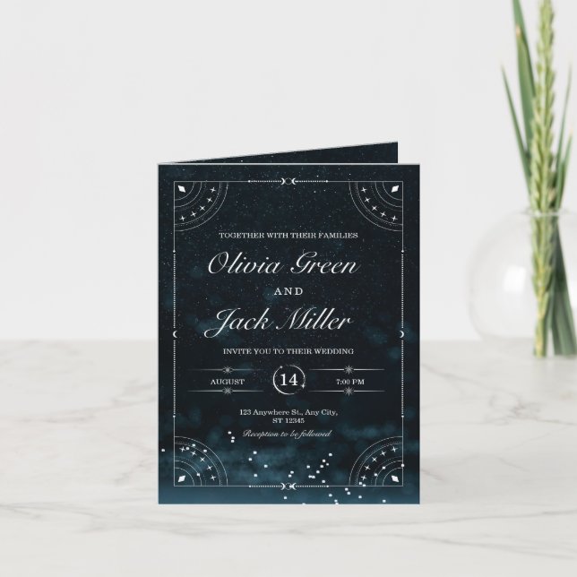 Invitación celestial de Starry Night Boda (Anverso)