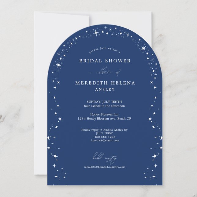 Invitación Celestial Elegant Wedding Stars Arch Bridal Shower (Anverso)