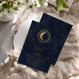 Invitación celestial midnight blue stars moon Wedding