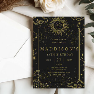 Invitación Celestial Místico Starry Night Starsign Cumpleaños