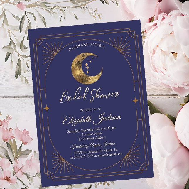 Invitación Celestial Moon Frame Violet Bridal Shower (Subido por el creador)