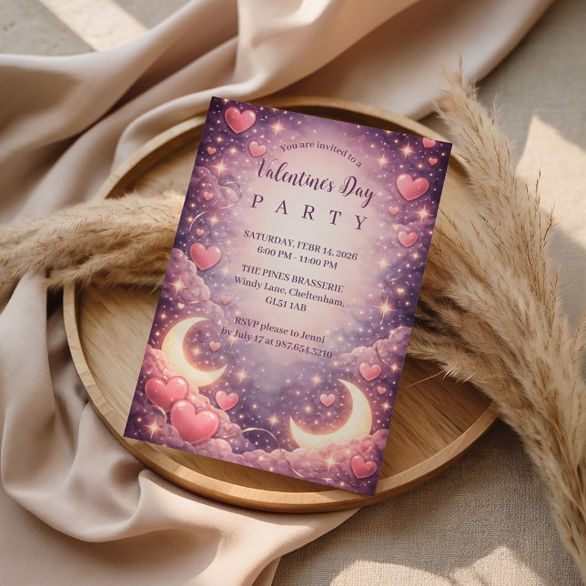 Invitación Celestial Moon Hearts Valentine (Subido por el creador)