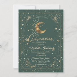 Invitación Celestial Moon Stars Frame Quinceanera