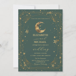 Invitación Celestial Moon Stars Frame Wedding