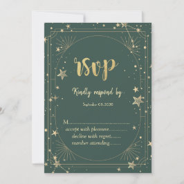 Invitación Celestial Moon Stars Frame Wedding RSVP  