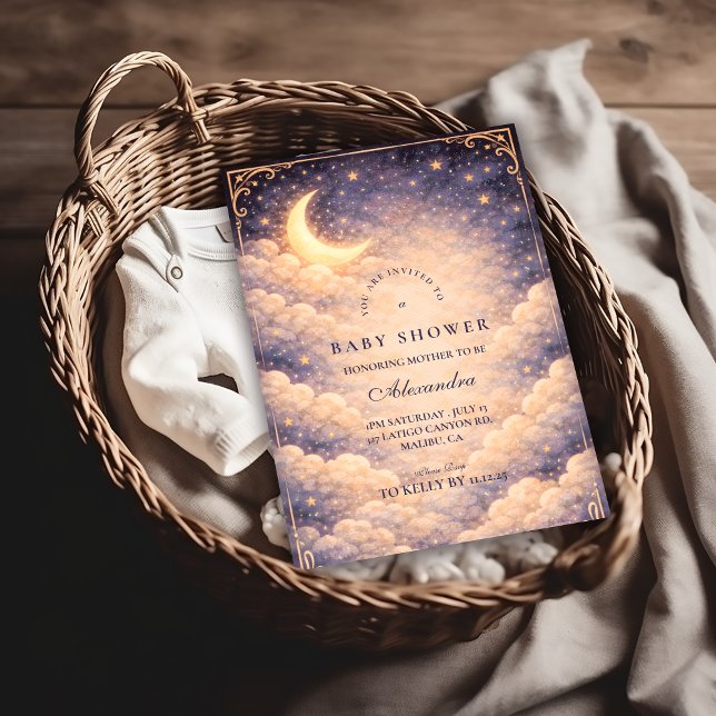 Invitación Celestial Moon Stars Neutral Baby Shower (Subido por el creador)