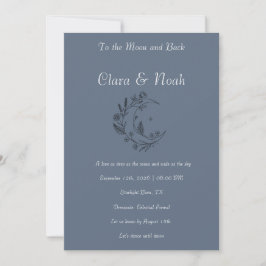 Invitación Celestial Moon Wedding Invitation Dusty Blue