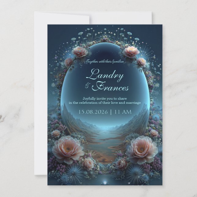 Invitación Celestial Moonlit Valley Ethereal Portal Wedding (Anverso)