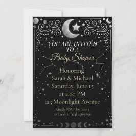 Invitación Celestial Over the Moon Baby Shower Invitation