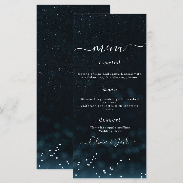 Invitación Celestial para Boda de Noche Estrellada (Anverso / Reverso)