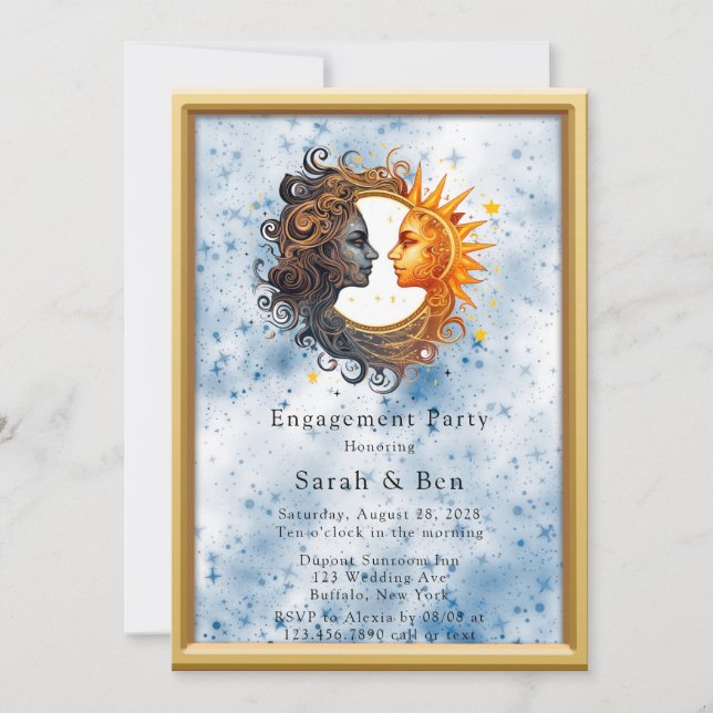 Invitación Celestial Partido de Compromiso de la Luna de Sol  (Anverso)