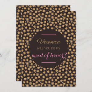 Invitación Celestial Serás Mi Mujer De Honor Pink Moody