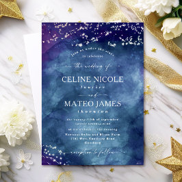 Invitación Celine ・ Elegante Boda Celestial Starry Night