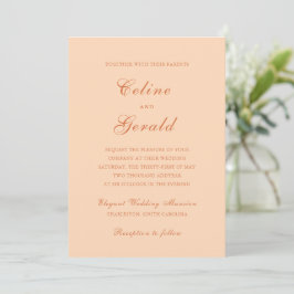 Invitación Celine Peach Elegant Wedding