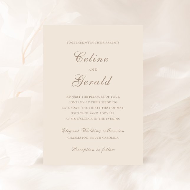Invitación Celine Sandy Neutrals Elegant Wedding (Subido por el creador)