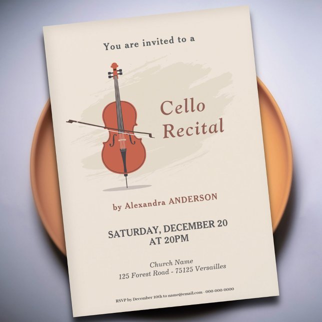 Invitación Cello Music Recital Invitation (Cello Music Recital Invitation)