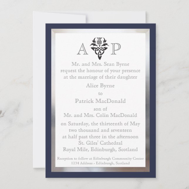 Invitación céltica escocesa moderna de la boda - (Anverso)