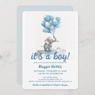 Invitación Células azules de elefante lindo es un niño Baby S