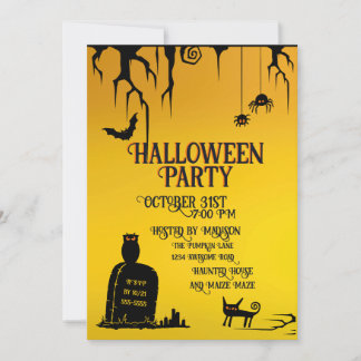 Invitación Cementerio de graffiti de Halloween