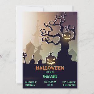Invitación Cementerio de Halloween Jack O'Lantern