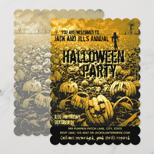 Invitación Cementerio de Jack O'Lantern (Anverso / Reverso)