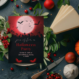 Invitación Cementerio De Los Ojos Malvados Y Murciélagos Inlu