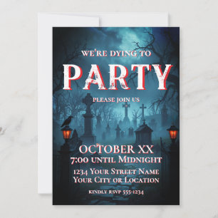 Invitación Cementerio espeluznante en la fiesta de Halloween